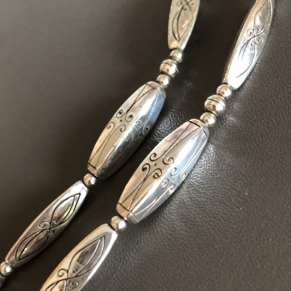 Brighton etched elongated beads long necklace - Picture 6 of 8